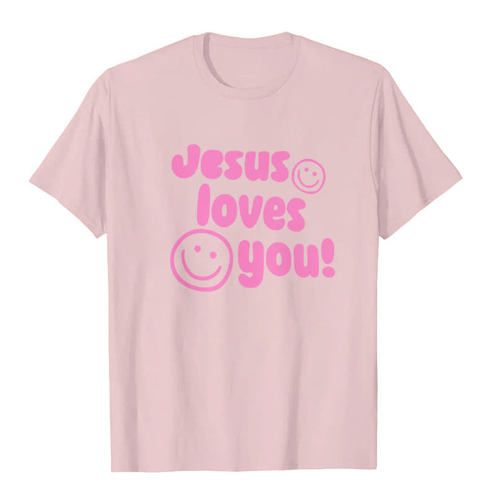 Christianartworkshop Jesus Loves You T-shirt - Pink - 2XL - image 5