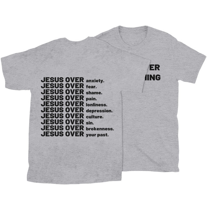 Christianartworkshop Jesus ​​Over T-shirt - Grey - 2XL - image 25