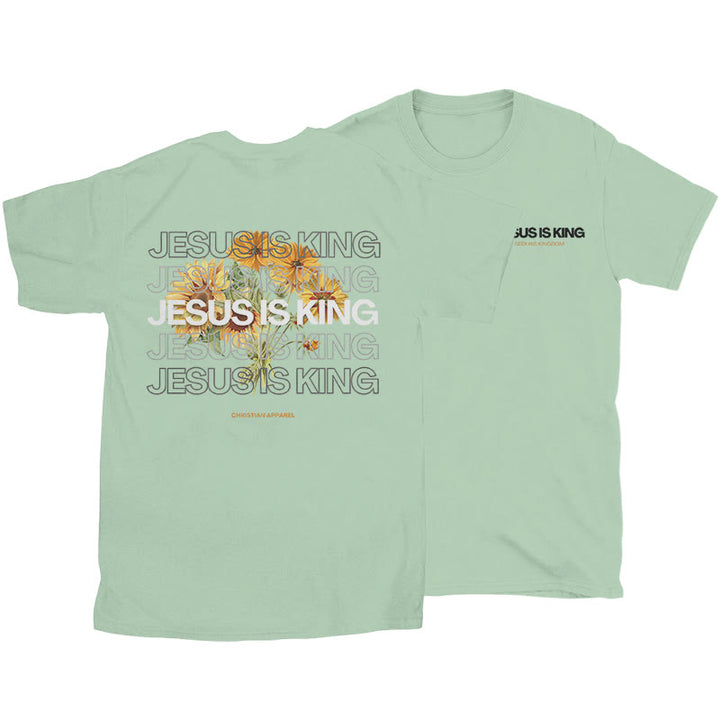 Christianartworkshop Jesus ​Is King T-shirt - Light Green - 2XL - image 19