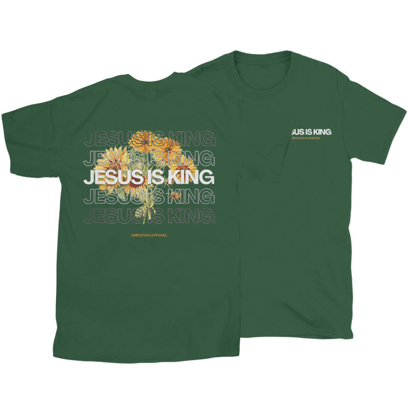 Christianartworkshop Jesus ​Is King T-shirt - Dark Green - 2XL - image 22
