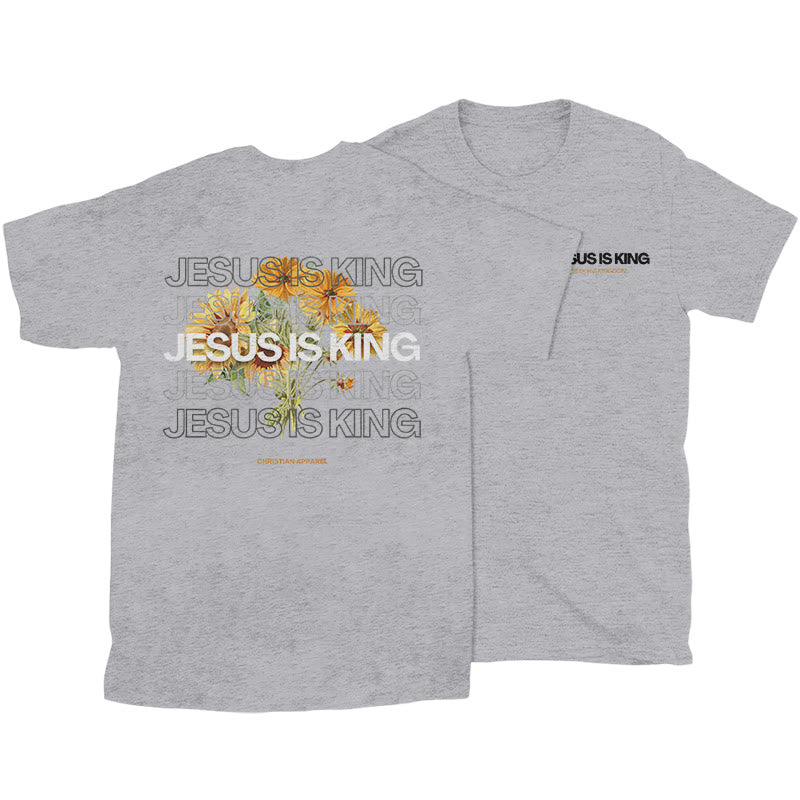 Christianartworkshop Jesus ​Is King T-shirt - Grey - 2XL - image 25