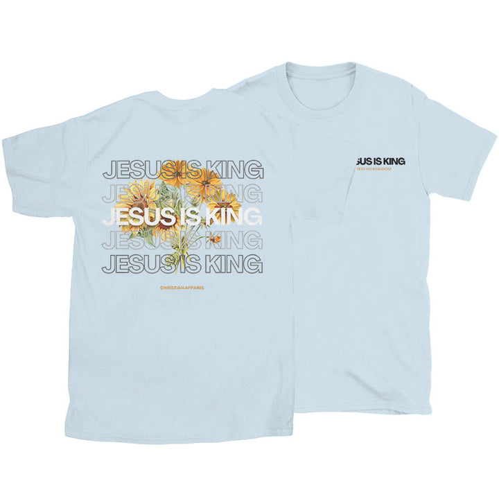 Christianartworkshop Jesus ​Is King T-shirt - Blue - 2XL - image 10