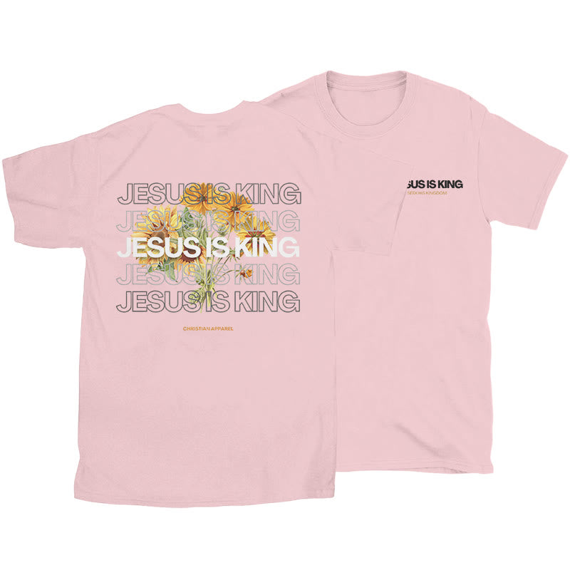 Christianartworkshop Jesus ​Is King T-shirt - Pink - 2XL - image 13