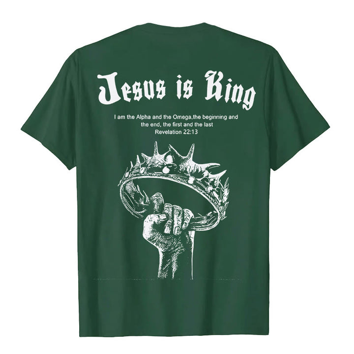 Christianartworkshop Jesus is King T-shirt - Dark Green - 2XL - image 8