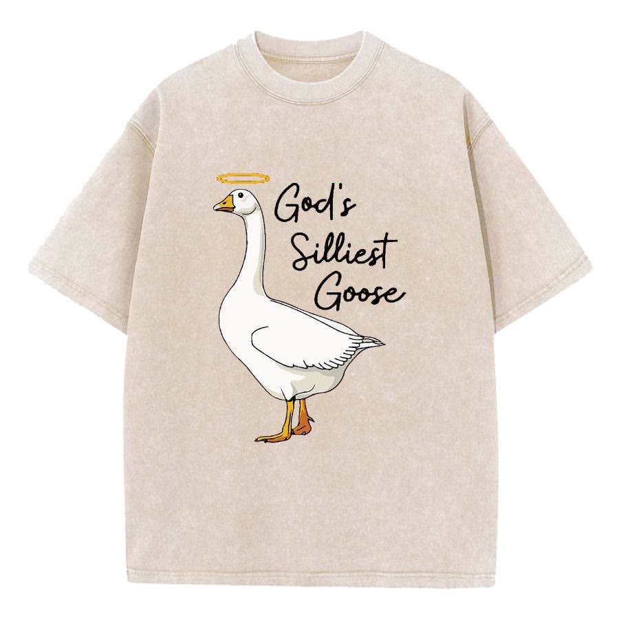 Christianartworkshop God's Silliest Goose Washed T-Shirt - Apricot - 5XL - image 4