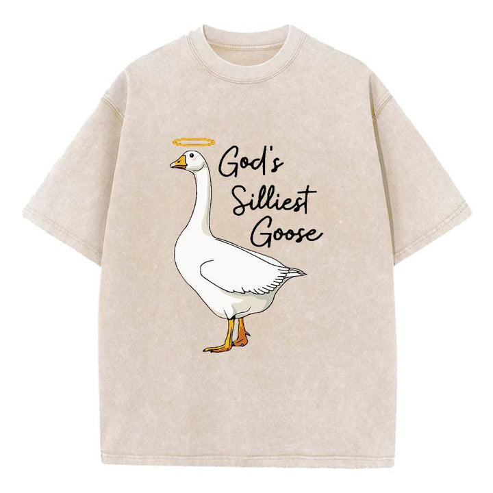 Christianartworkshop God's Silliest Goose Washed T-Shirt - Apricot - 5XL - image 4
