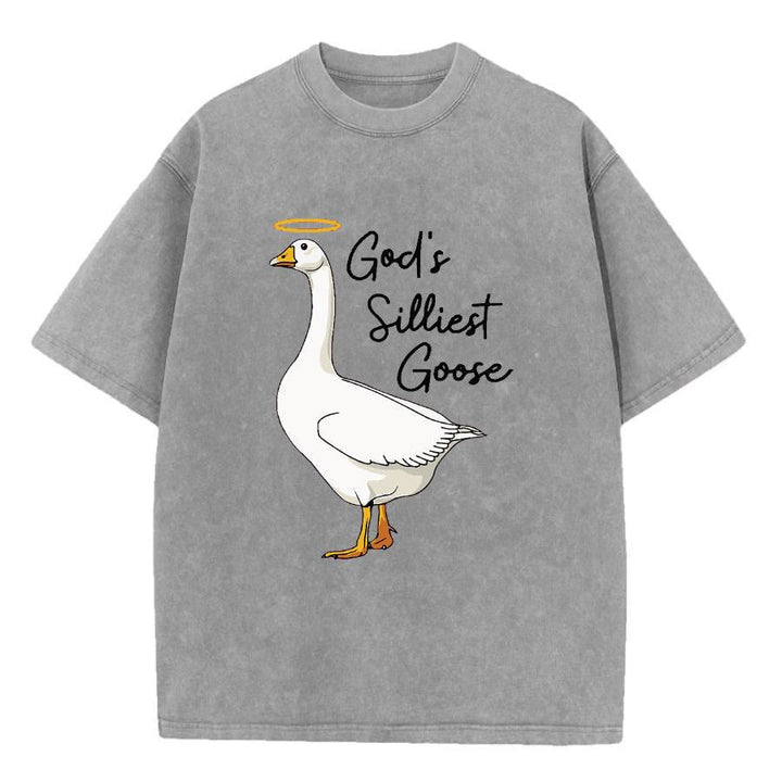 Christianartworkshop God's Silliest Goose Washed T-Shirt - Gray - 5XL - image 3