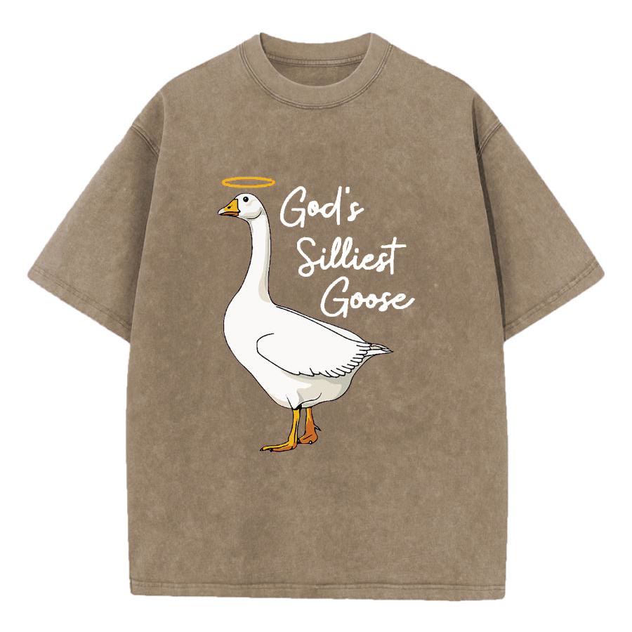 Christianartworkshop God's Silliest Goose Washed T-Shirt - Coffee - 5XL - image 6