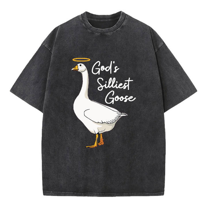 Christianartworkshop God's Silliest Goose Washed T-Shirt - Black - 5XL - image 1