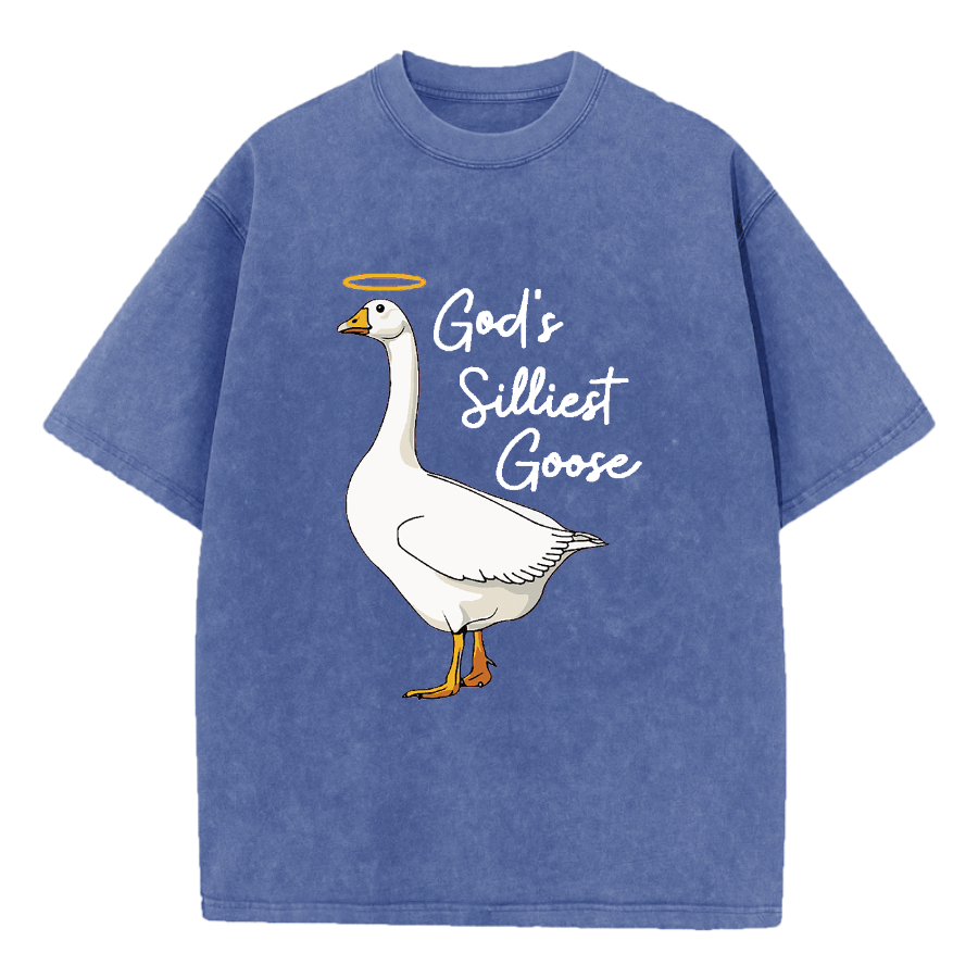 Christianartworkshop God's Silliest Goose Washed T-Shirt - Navy - 5XL - image 10