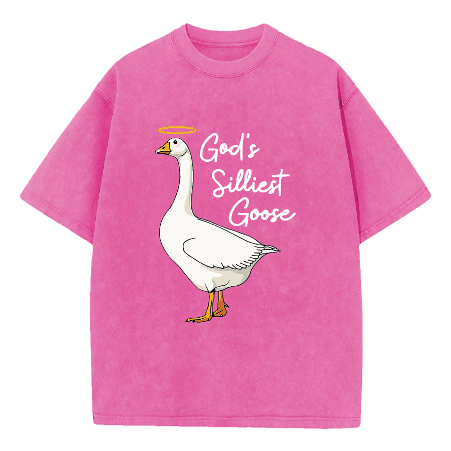 Christianartworkshop God's Silliest Goose Washed T-Shirt - Hot Pink - 5XL - image 2