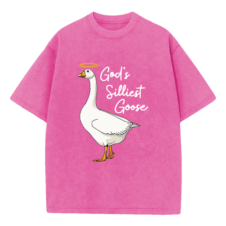 Christianartworkshop God's Silliest Goose Washed T-Shirt - Hot Pink - 5XL - image 2