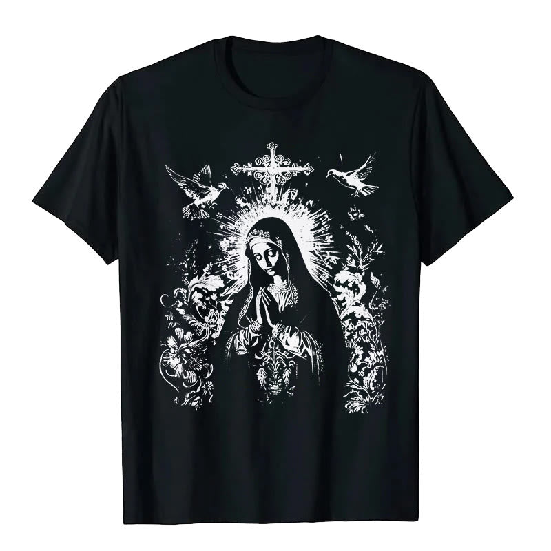 Christianartworkshop Mary Praying Vintage T-shirt - Black - 2XL - image 0