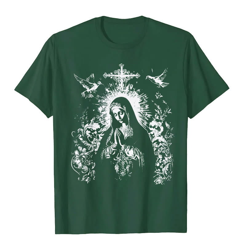 Christianartworkshop Mary Praying Vintage T-shirt - Dark Green - 2XL - image 2