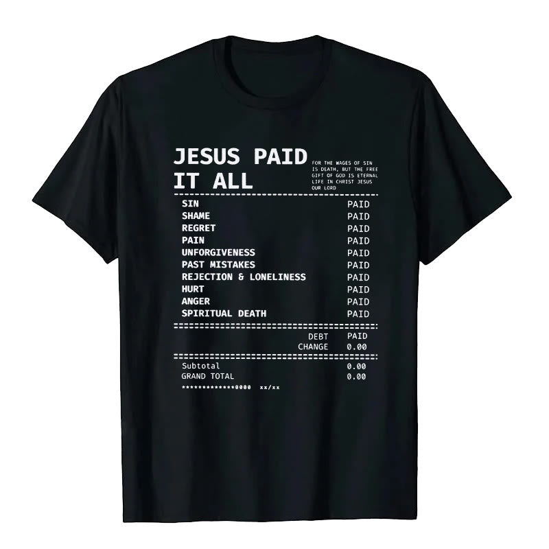 Christianartworkshop Jesus ​​Paid It All T-shirt - Black - 2XL - image 3