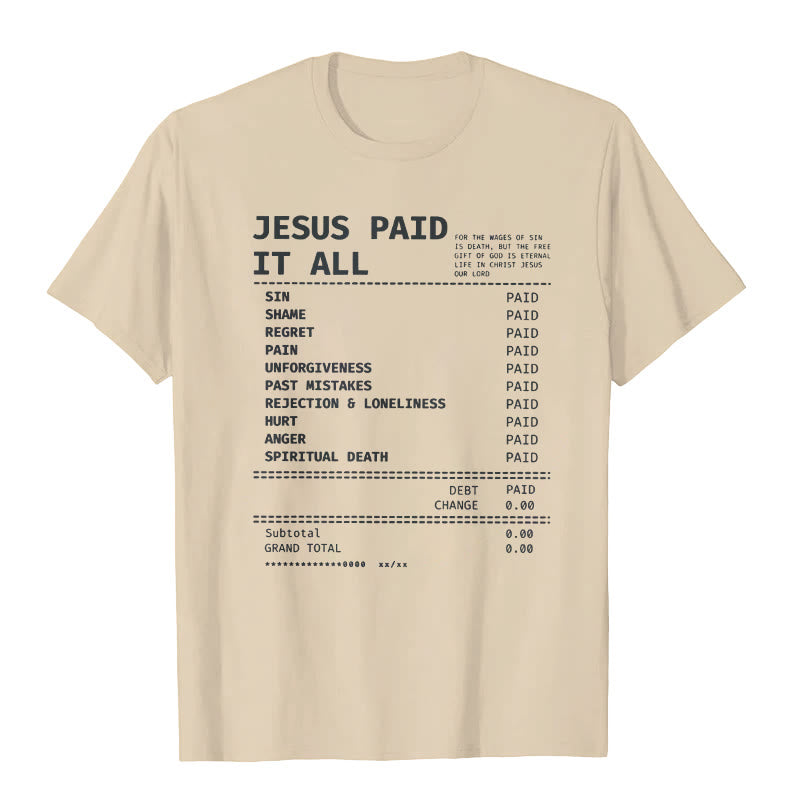 Christianartworkshop Jesus ​​Paid It All T-shirt - Beige - 2XL - image 5