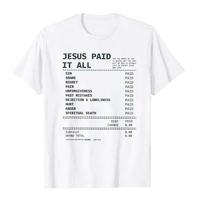 Christianartworkshop Jesus ​​Paid It All T-shirt - White - 2XL - image 1