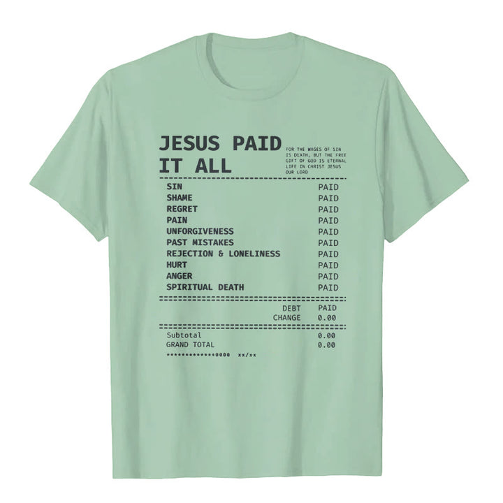 Christianartworkshop Jesus ​​Paid It All T-shirt - Light Green - 2XL - image 9