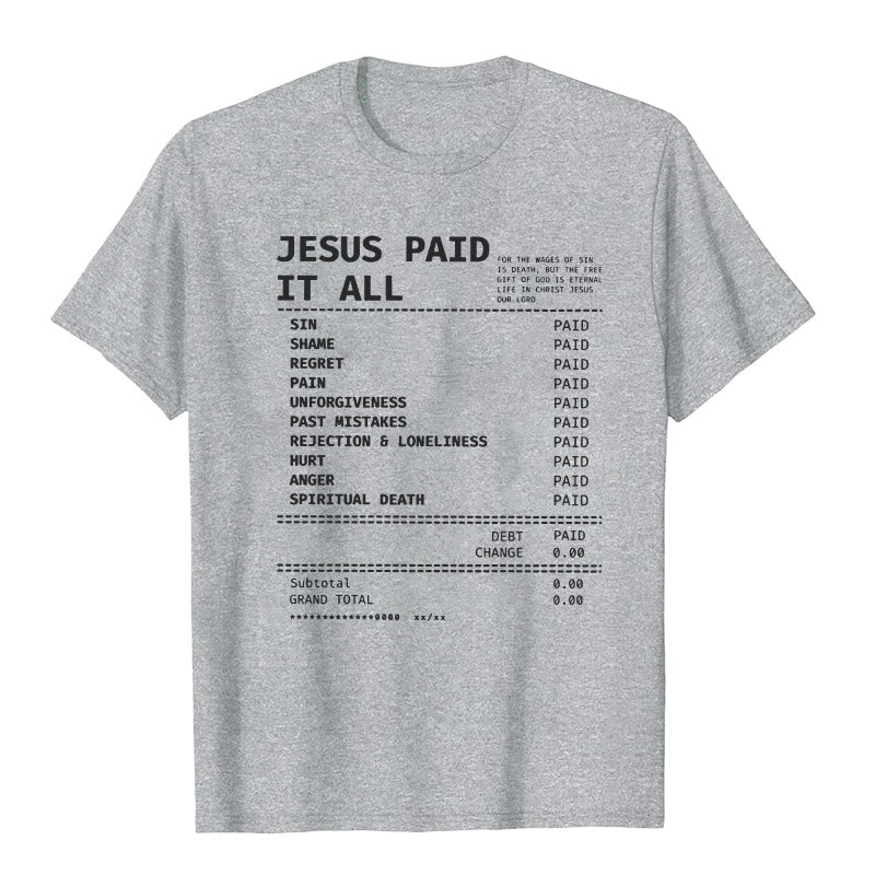 Christianartworkshop Jesus ​​Paid It All T-shirt - Grey - 2XL - image 11