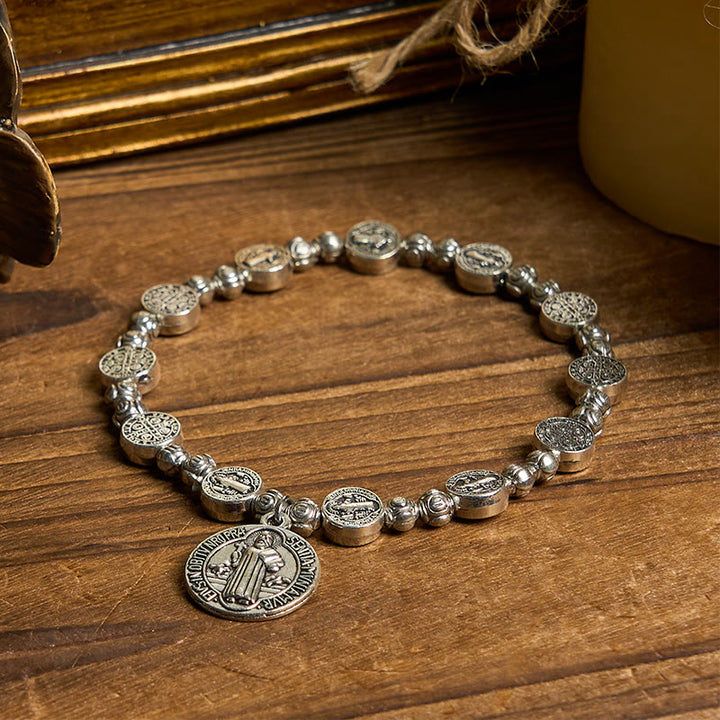 Christianartworkshop St. Benedict Crucifix Rose Bracelet: Timeless Christian Accessory for Daily Faith Expression - image 4