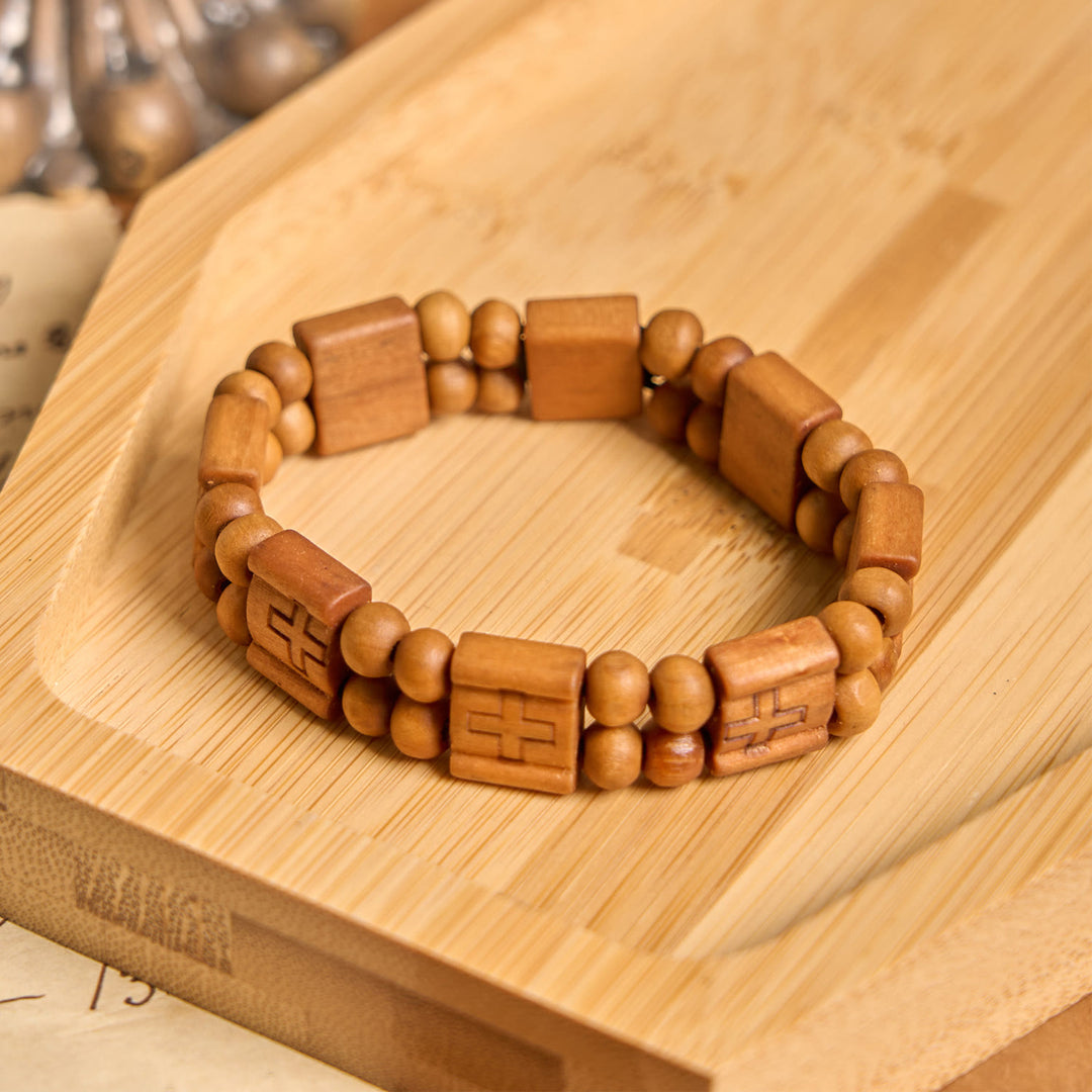 Christianartworkshop 3colors Cross Wooden Bracelet: Symbol of Devotion and Beauty - Yellow - image 1