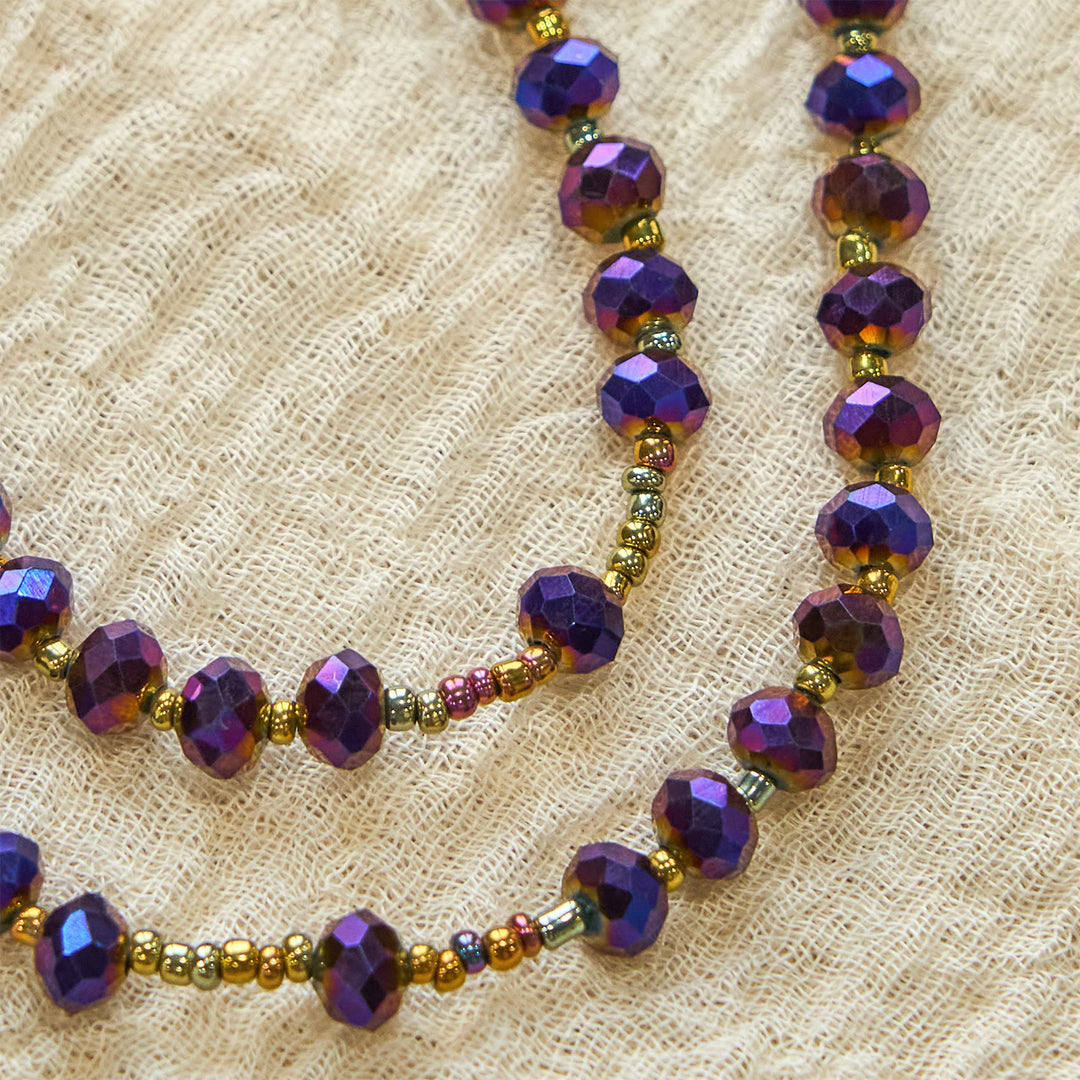 Christianartworkshop Our Lady Medal & Crucifix of 8mm Purple Glass & Crystal Beads Rosary - image 9