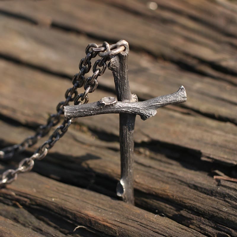 Christianartworkshop 925 Sterling Silver Modern & Minimalist  Cross Necklace: A Tribute to Raw Faith - image 2
