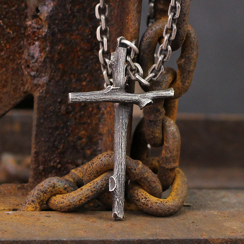 Christianartworkshop 925 Sterling Silver Modern & Minimalist  Cross Necklace: A Tribute to Raw Faith - 925 Sterling Silver - image 1
