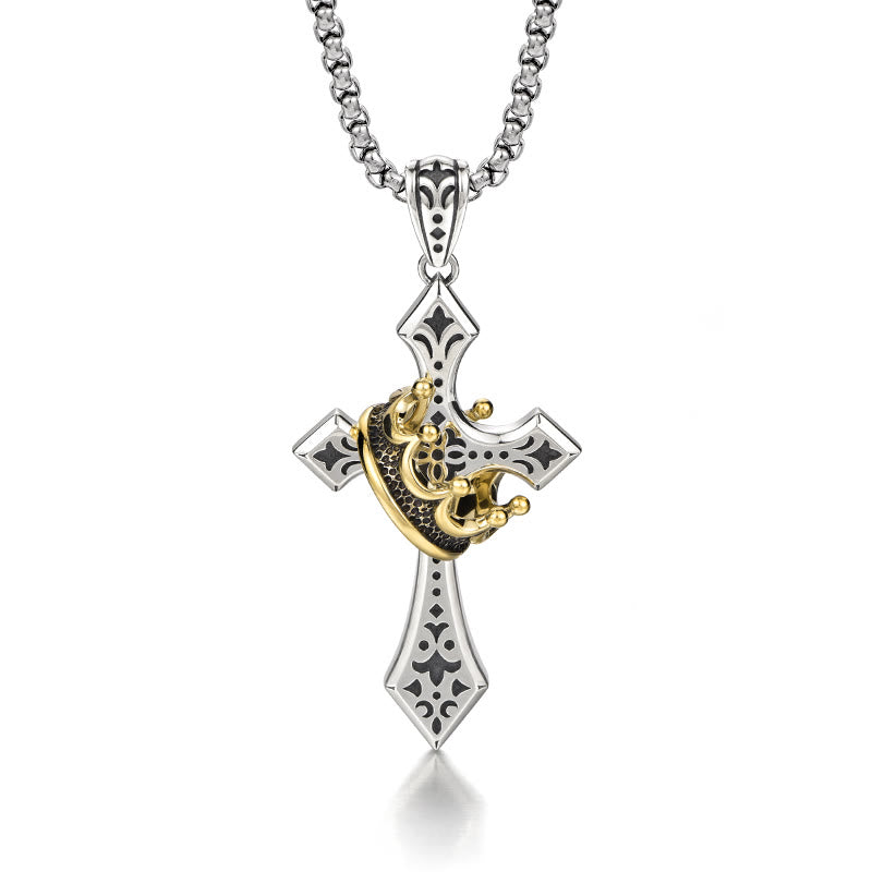 Christianartworkshop 925 Sterling Silver Vintage & Classic Cross Necklace: A Luxurious Emblem of Faith - Golden - image 0