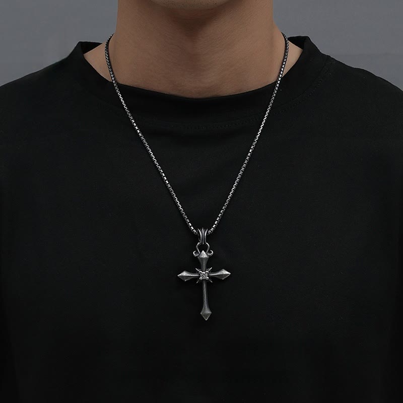 Christianartworkshop 925 Sterling Silver Modern & Minimalist Cross Necklace: Mysterious and Trendy Symbol of Belief - image 2