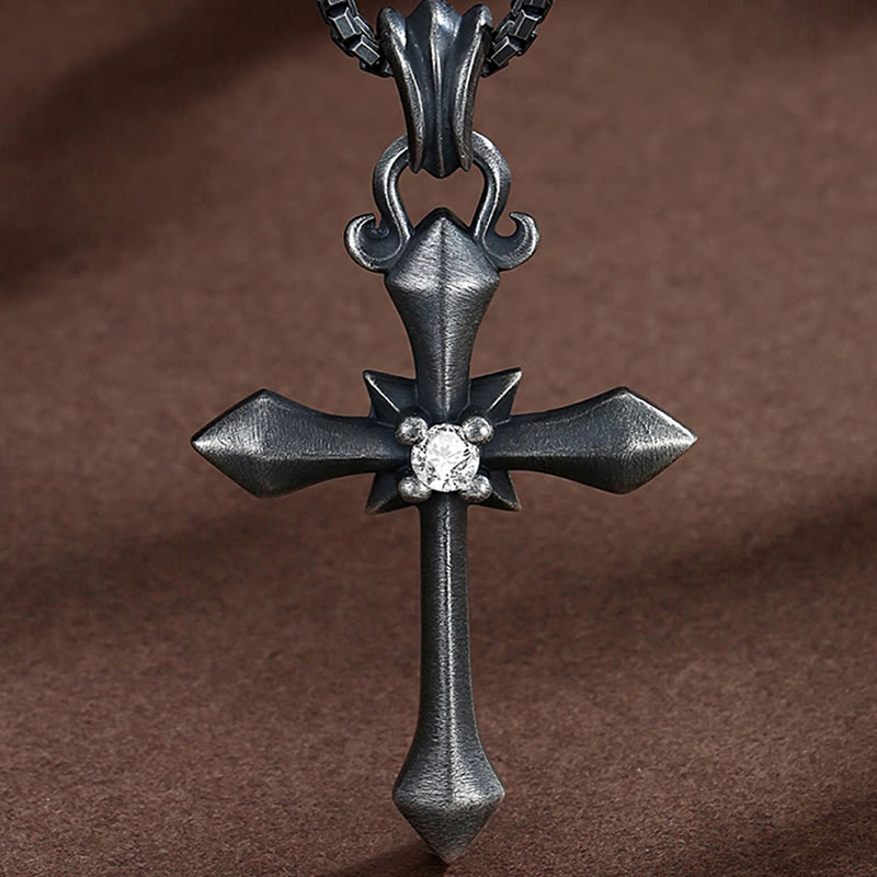 Christianartworkshop 925 Sterling Silver Modern & Minimalist Cross Necklace: Mysterious and Trendy Symbol of Belief - 925 Sterling Silver - image 1
