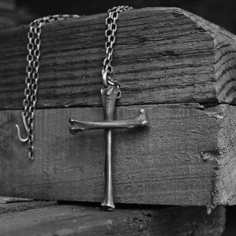 Christianartworkshop 925 Sterling Silver Modern & Minimalist Cross Bone-shaped Necklace: Showing Personality in Simplicity - 925 Sterling Silver - image 5