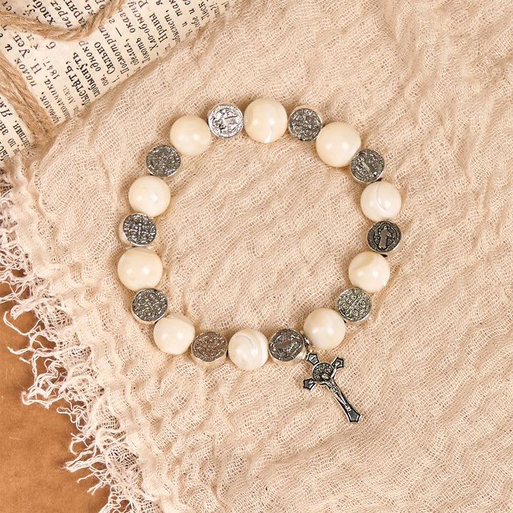 Christianartworkshop White Beads Crucifix Bracelet: A Stylish Token of Devotion - image 5