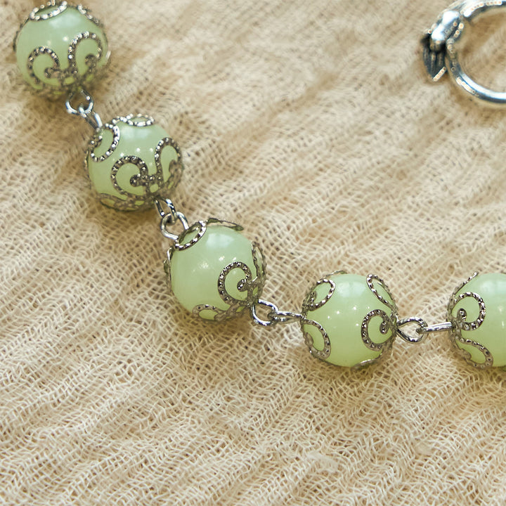Christianartworkshop Green Beads Crucifix Rose Luminous Bracelet: Dreamy Light of Faith - image 5