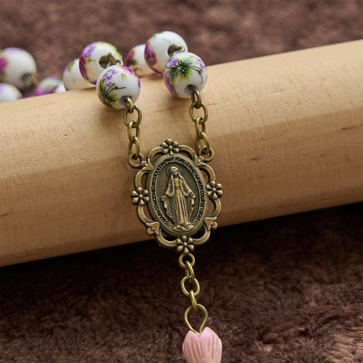 Christianartworkshop PRAYERFUL FAITH: Handmade Flower Resin Beads Rosary with Gift Card - image 9