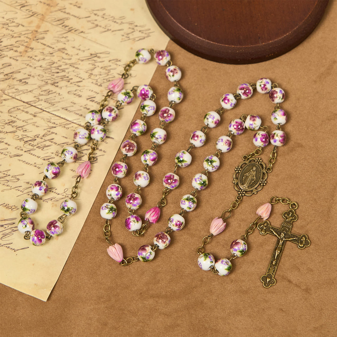 Christianartworkshop PRAYERFUL FAITH: Handmade Flower Resin Beads Rosary with Gift Card - image 5