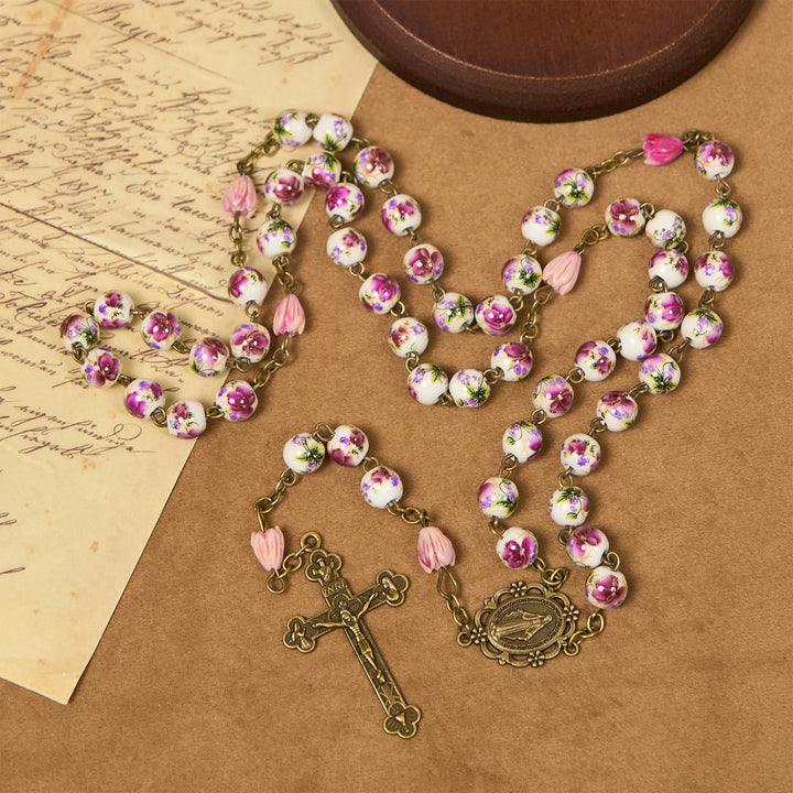 Christianartworkshop PRAYERFUL FAITH: Handmade Flower Resin Beads Rosary with Gift Card - image 6