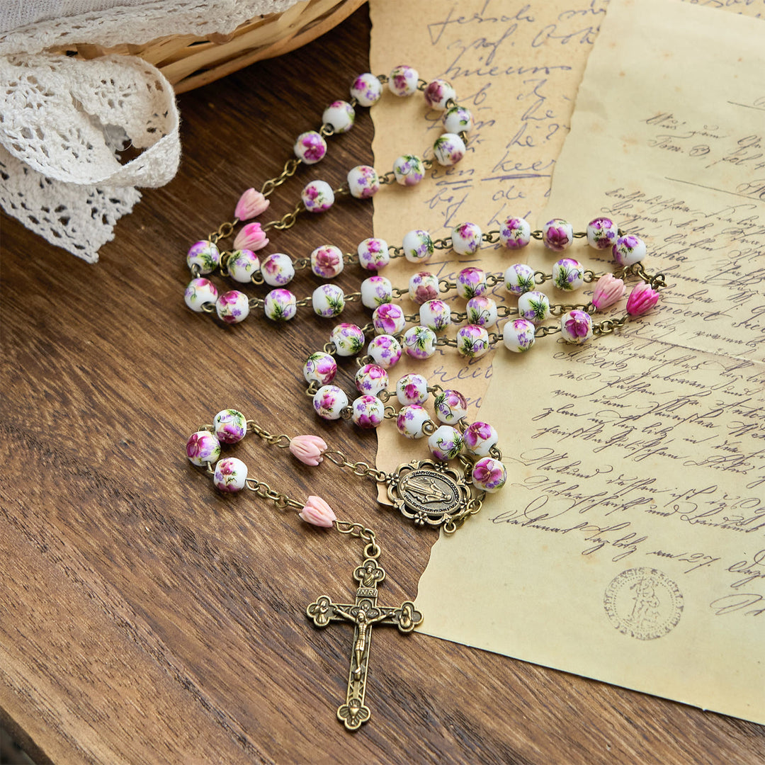Christianartworkshop PRAYERFUL FAITH: Handmade Flower Resin Beads Rosary with Gift Card - image 3