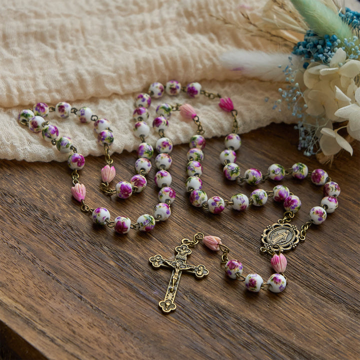 Christianartworkshop PRAYERFUL FAITH: Handmade Flower Resin Beads Rosary with Gift Card - image 4