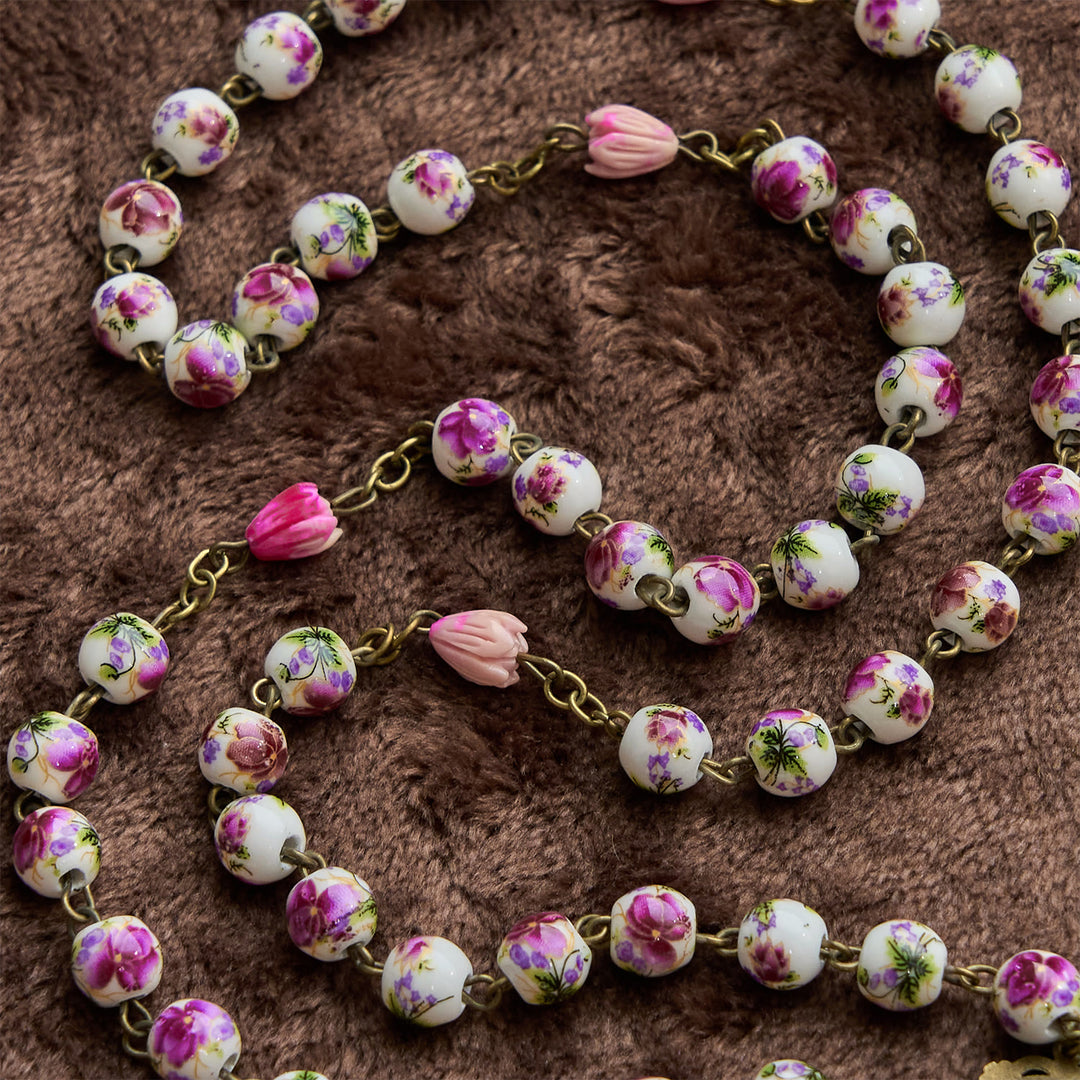 Christianartworkshop PRAYERFUL FAITH: Handmade Flower Resin Beads Rosary with Gift Card - image 8