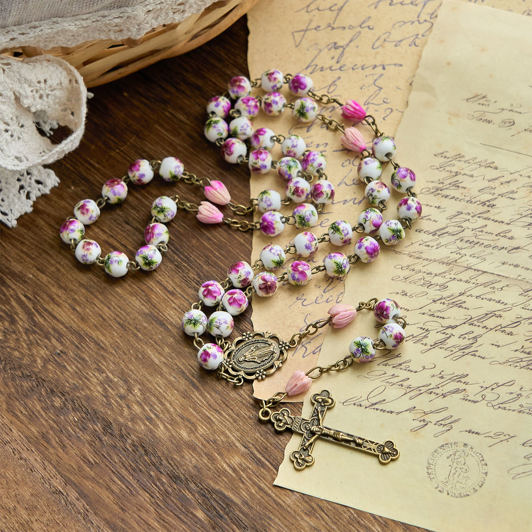 Christianartworkshop PRAYERFUL FAITH: Handmade Flower Resin Beads Rosary with Gift Card - image 7