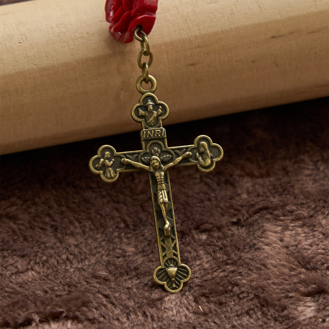Christianartworkshop PRAYERFUL FAITH:Handmade Rose Cinnabar Beads Rosary with Gift Card - image 10