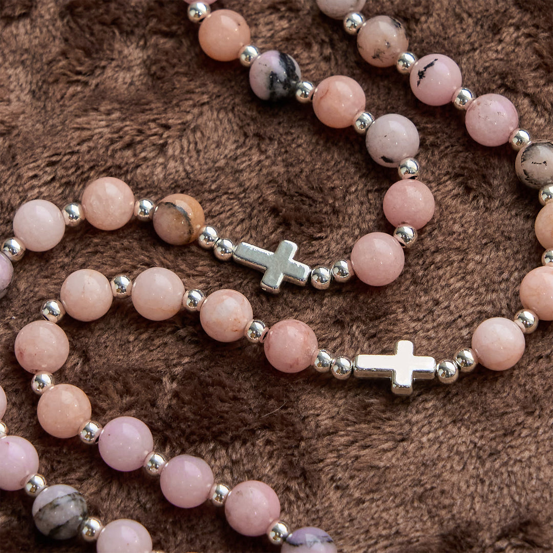Christianartworkshop PRAYERFUL FAITH:Handmade Pink Round Beads Rosary with Gift Card - image 7