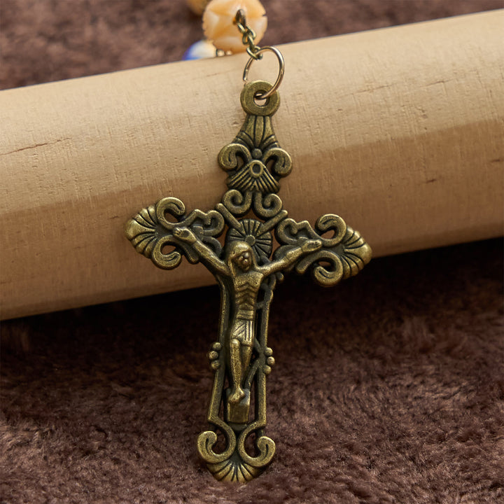 Christianartworkshop Handmade Floral Rosary with Blue Rose Beads & Lily of Valley: A Peaceful Companion - image 5