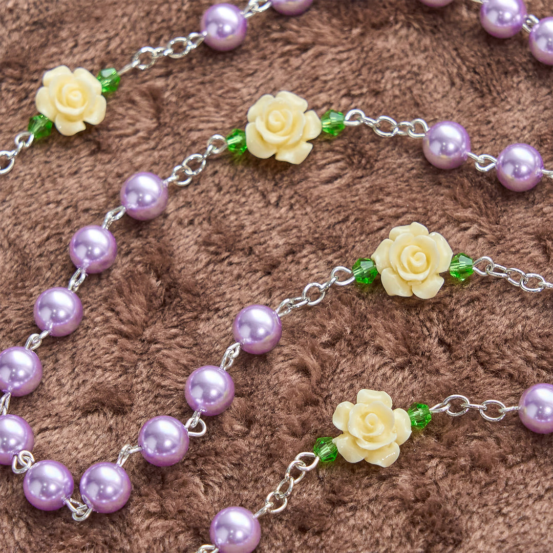Christianartworkshop PRAYERFUL FAITH: Handmade Purple Pearl & Flower Divine Mercy Rosary with Gift Card - image 8