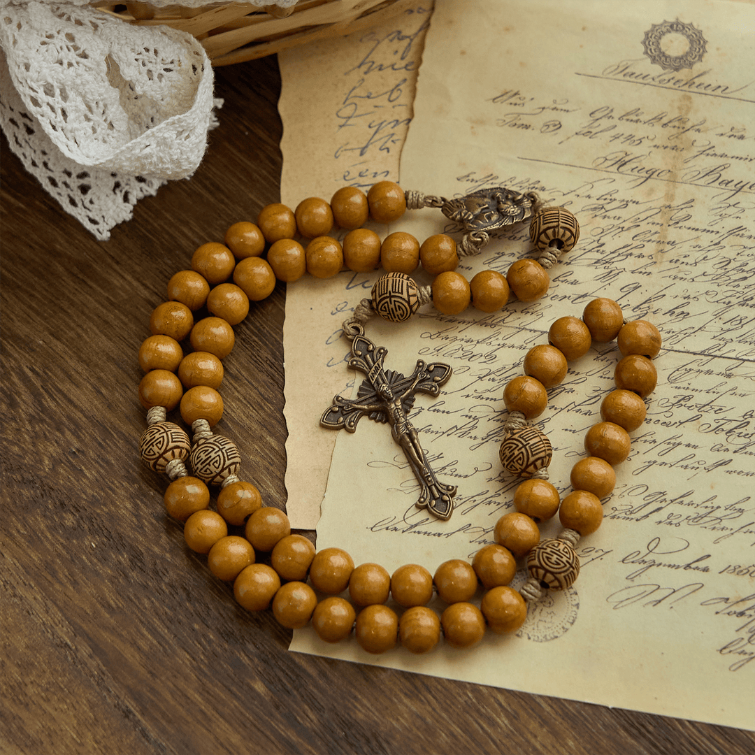 Christianartworkshop Jesus Is The Gift: 10mm Olive Wood Bead Handmade Rosary with Gift Card - image 6