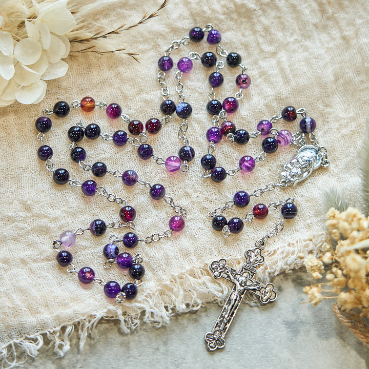 Christianartworkshop 6mm Purple Agate Rosary: A Reminder of God's Regal & Divine Nature - Purple Agate Stone - image 1