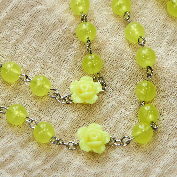 Christianartworkshop 8mm Luminous Glow-in-Dark Beads Flower Rosary: A Divine Light - image 5