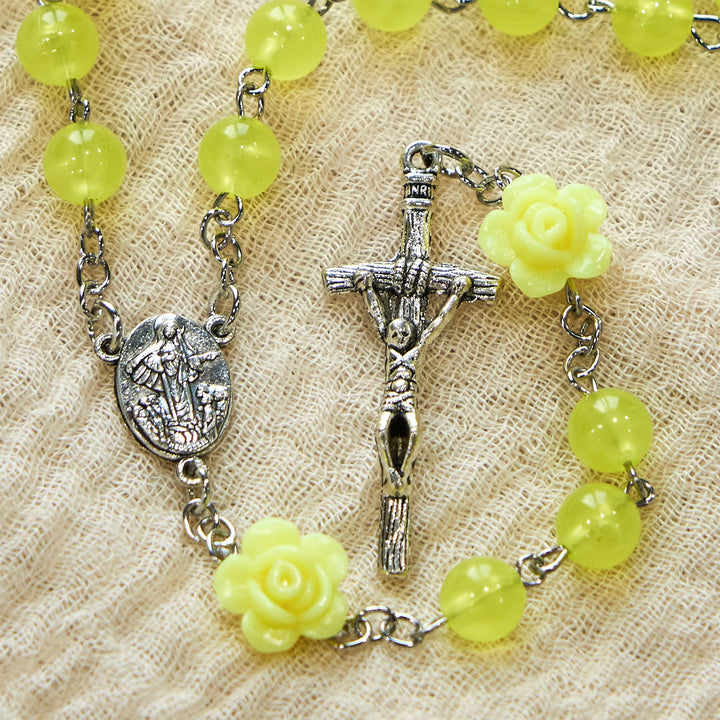 Christianartworkshop 8mm Luminous Glow-in-Dark Beads Flower Rosary: A Divine Light - image 4