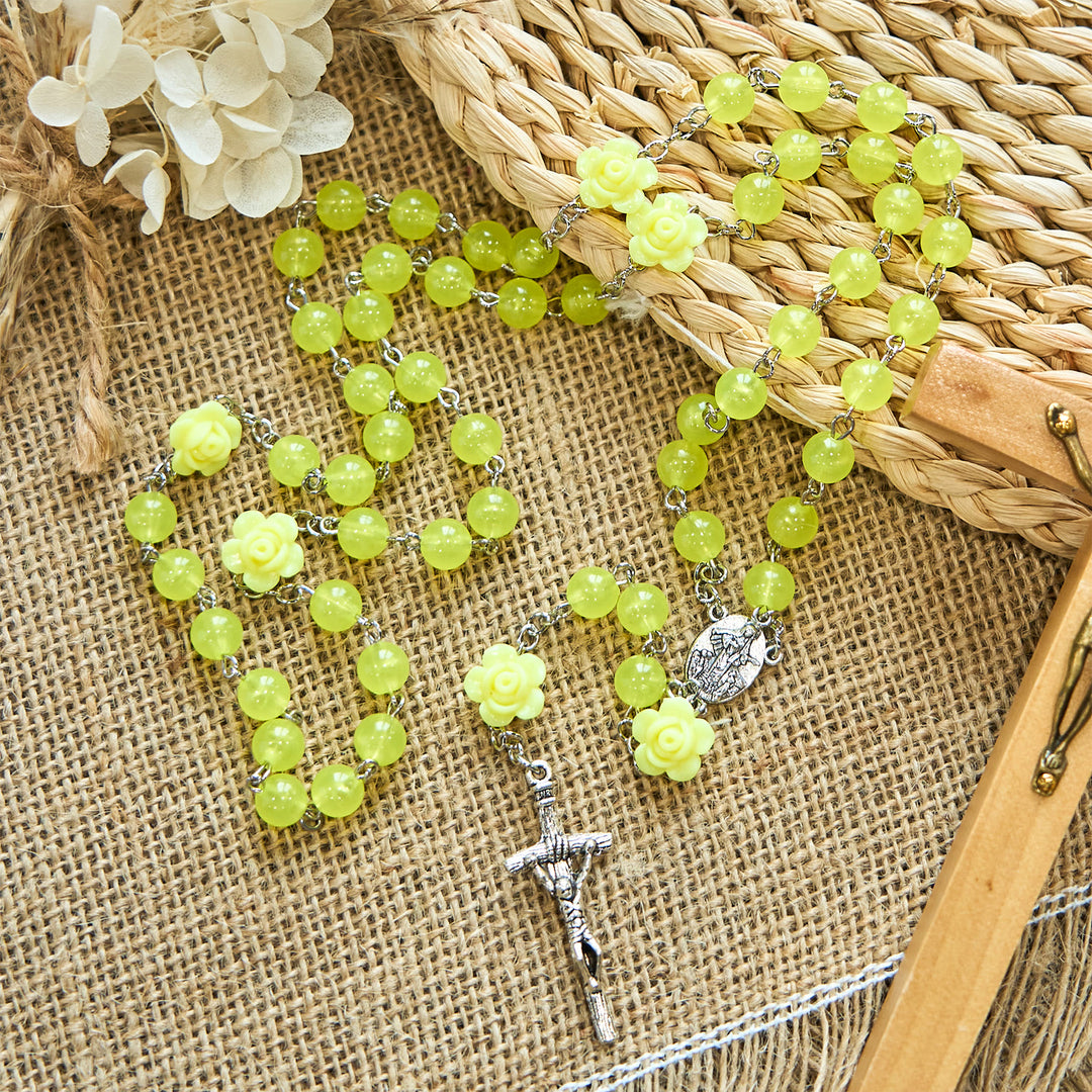 Christianartworkshop 8mm Luminous Glow-in-Dark Beads Flower Rosary: A Divine Light - Luminous Bead - image 1